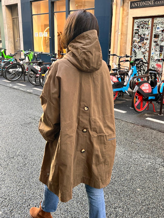 PARKA EVA en coton déperlant coloris bronze