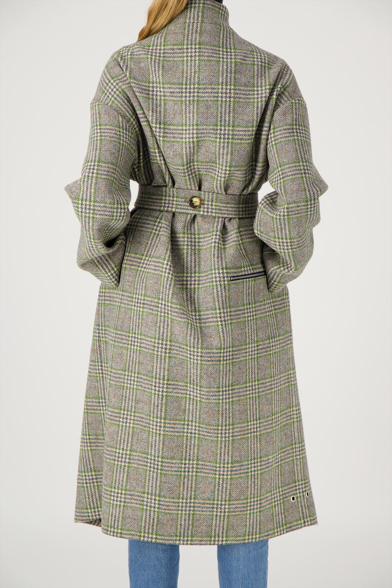 MANTEAU PRUSSE en lainage coloris check green