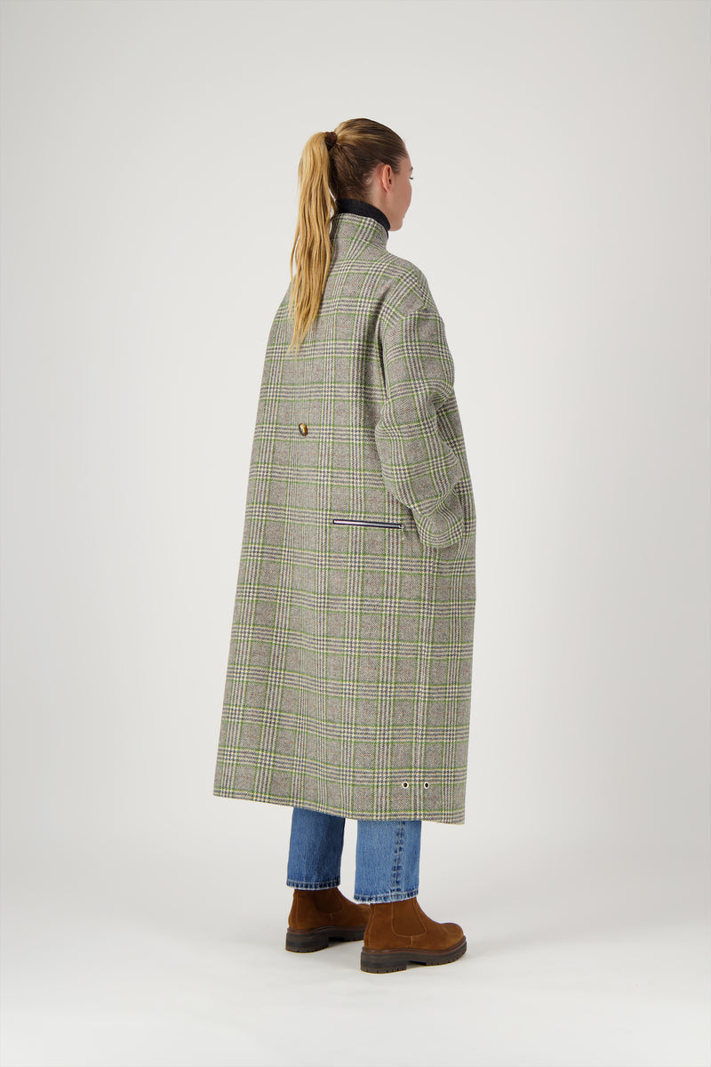 MANTEAU PRUSSE en lainage coloris check green
