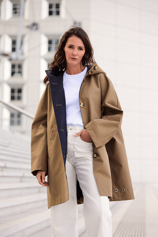 PARKA VALOU KOT EN COTON DOUBLE FACE IMPERMÉABLE