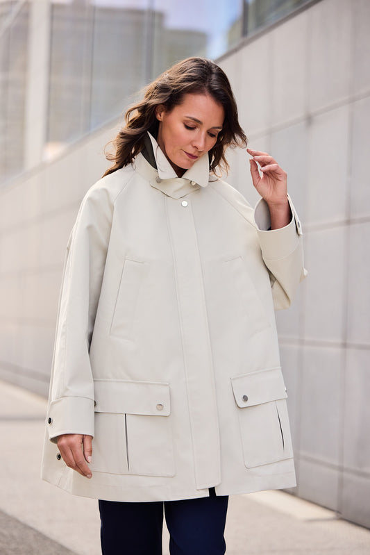 CABAN ASTRID KOT EN COTON DOUBLE FACE IMPERMÉABLE