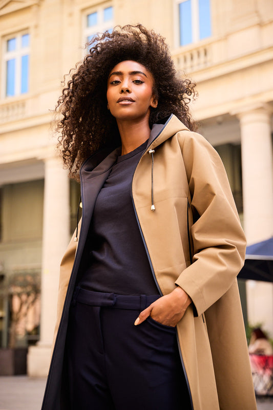 PARKA MINA KOT EN COTON DOUBLE FACE IMPERMÉABLE