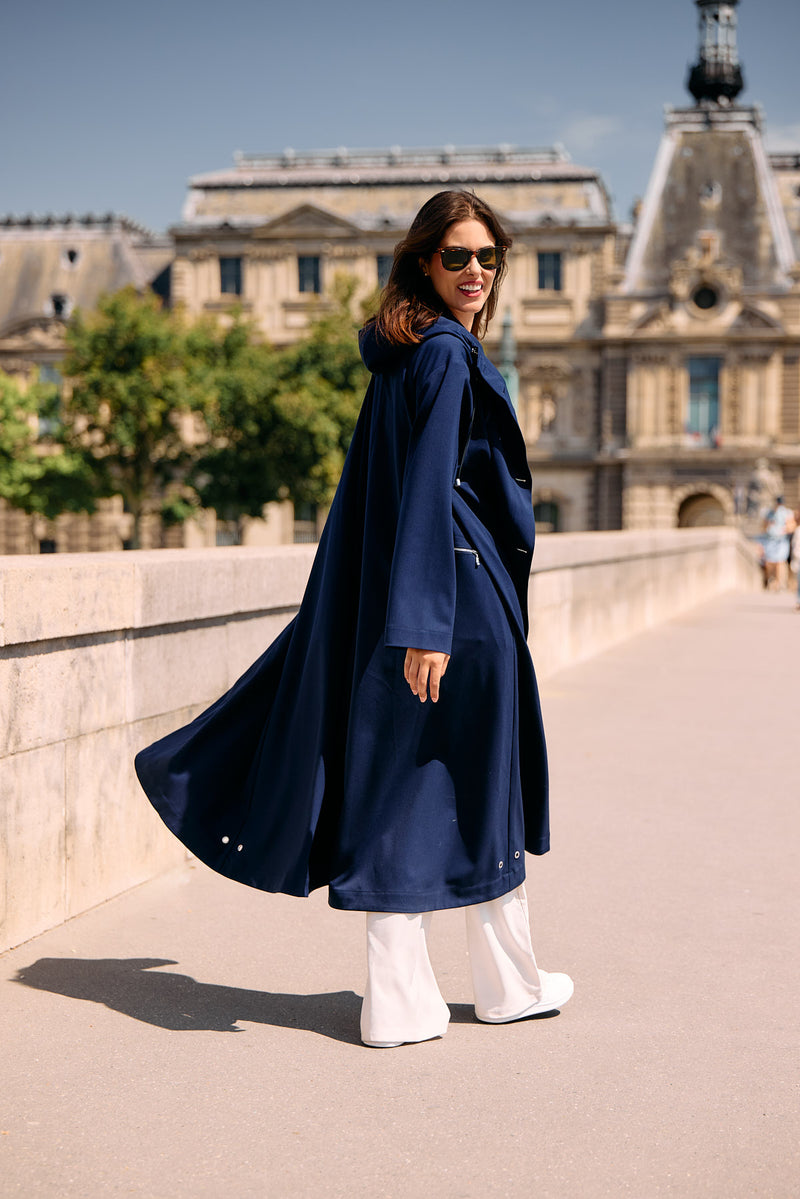 PARDESSUS SARA ITA EN GABARDINE DE LAINE DÉPERLANTE
