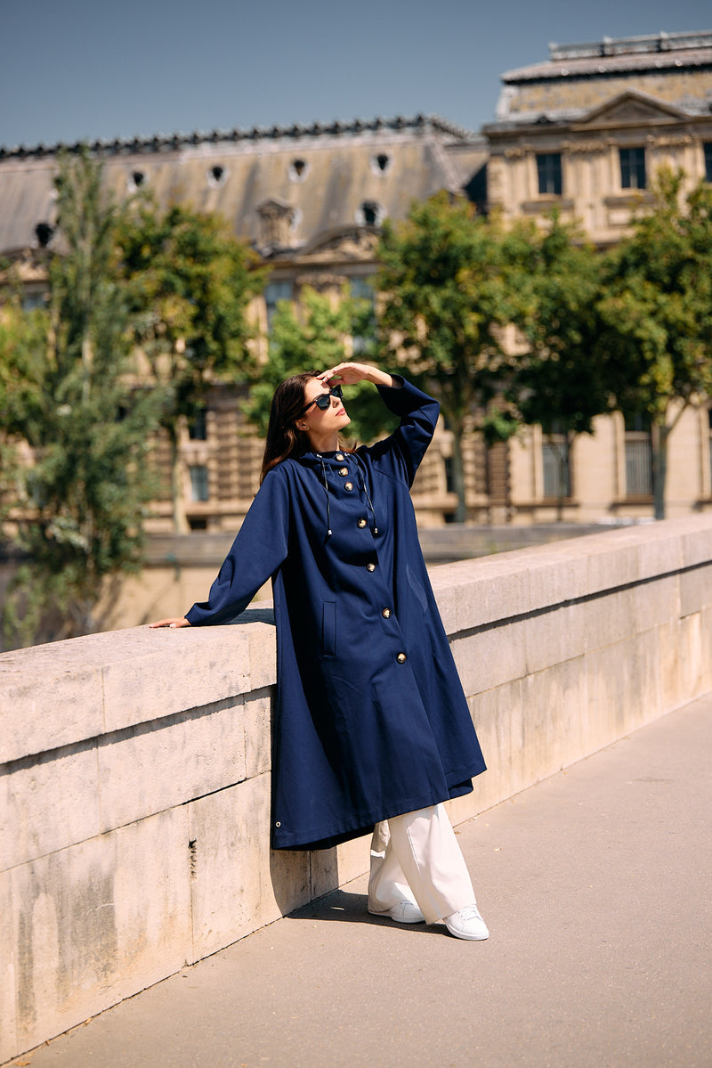 PARDESSUS SARA ITA EN GABARDINE DE LAINE DÉPERLANTE