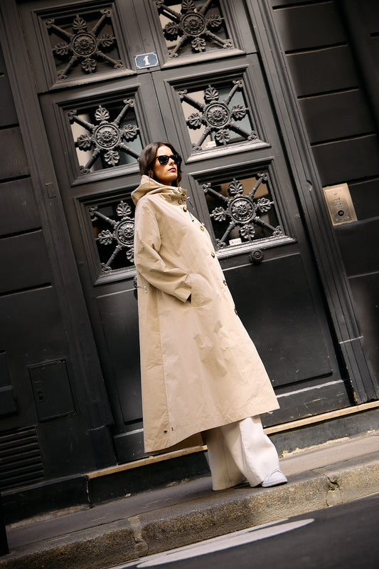 TRENCH SARA EN COTON DÉPERLANT SABLE