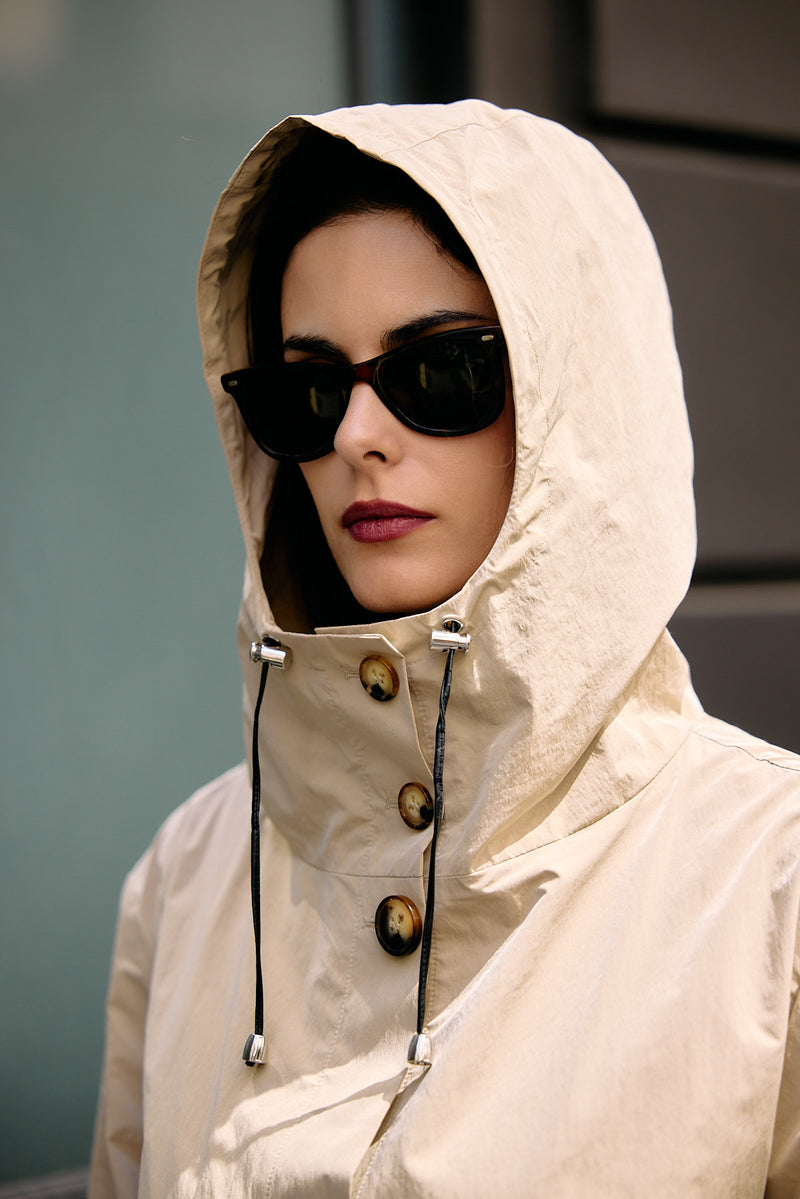 TRENCH SARA EN COTON DÉPERLANT SABLE