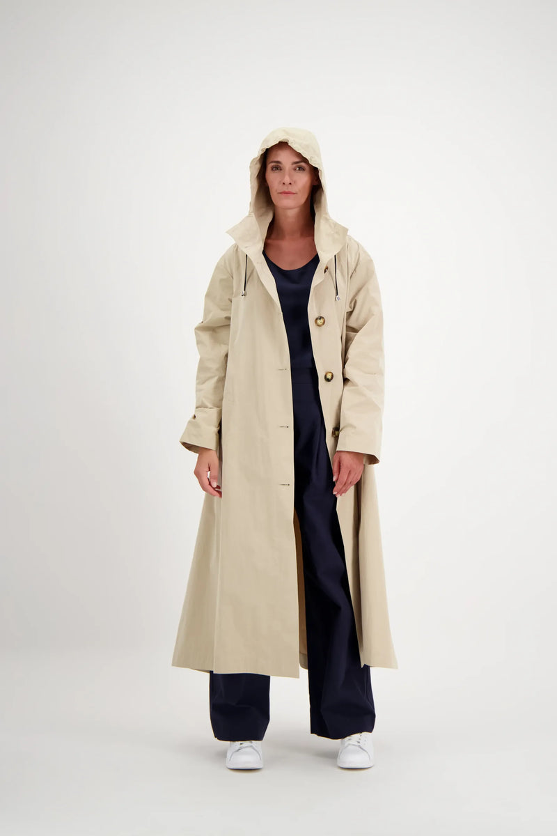 TRENCH SARA EN COTON DÉPERLANT SABLE