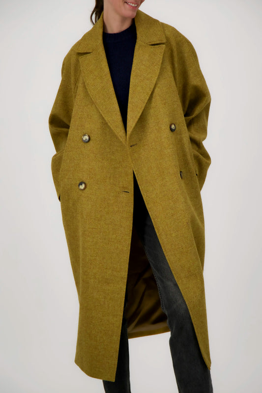 MANTEAU SONIA en laine moutarde