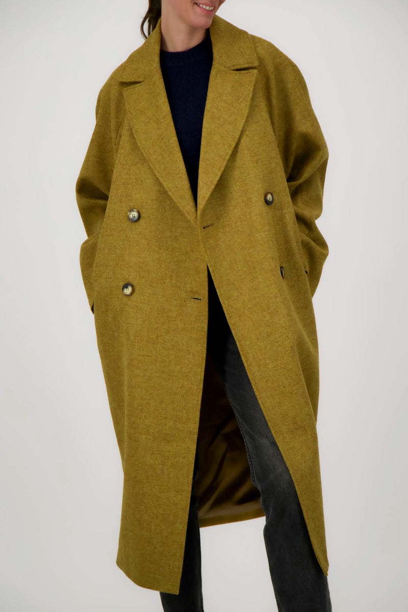 MANTEAU SONIA en laine moutarde