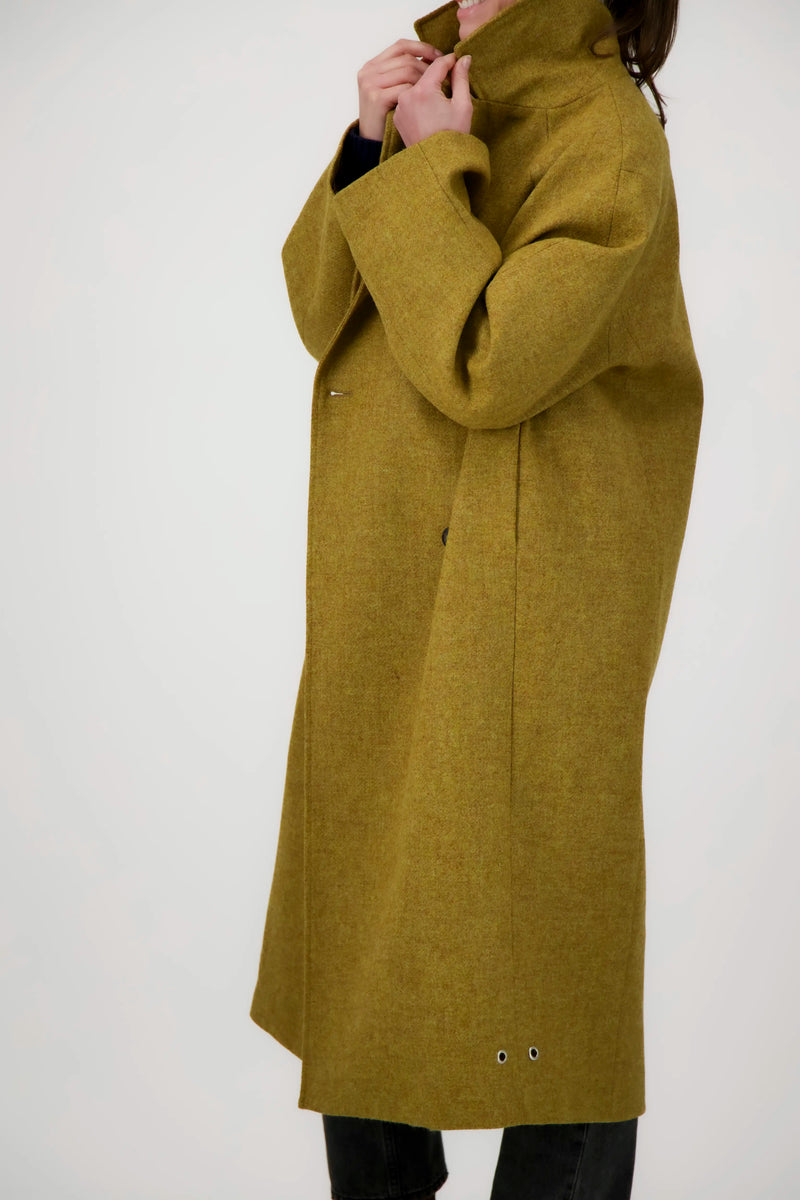 MANTEAU SONIA en laine moutarde