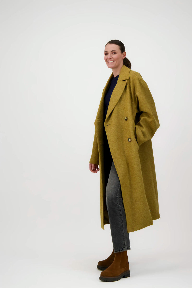 MANTEAU SONIA en laine moutarde