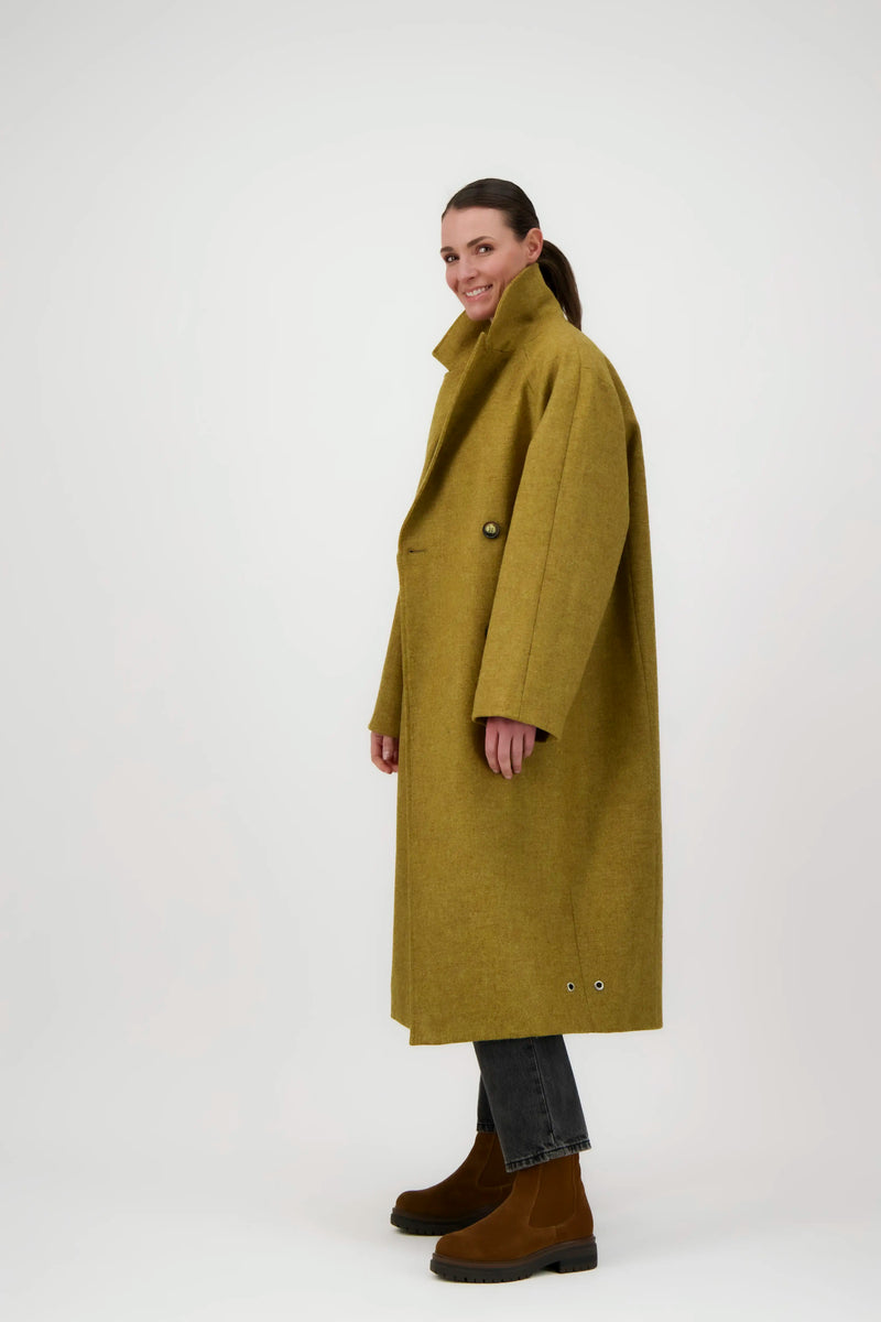 MANTEAU SONIA en laine moutarde