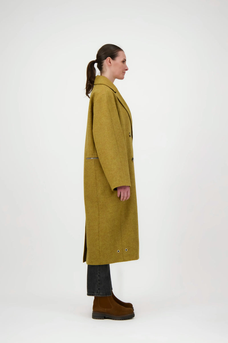MANTEAU SONIA en laine moutarde