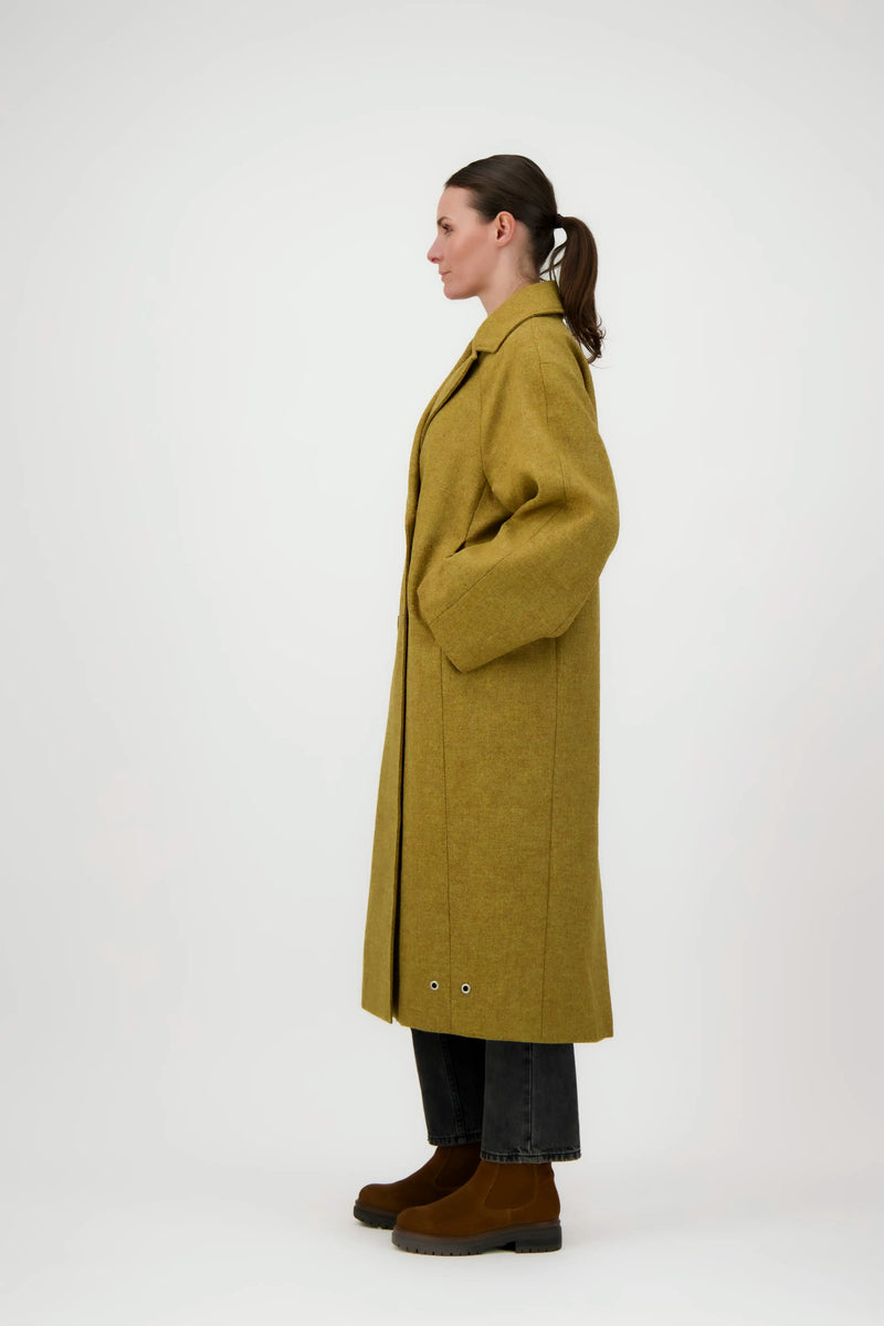 MANTEAU SONIA en laine moutarde