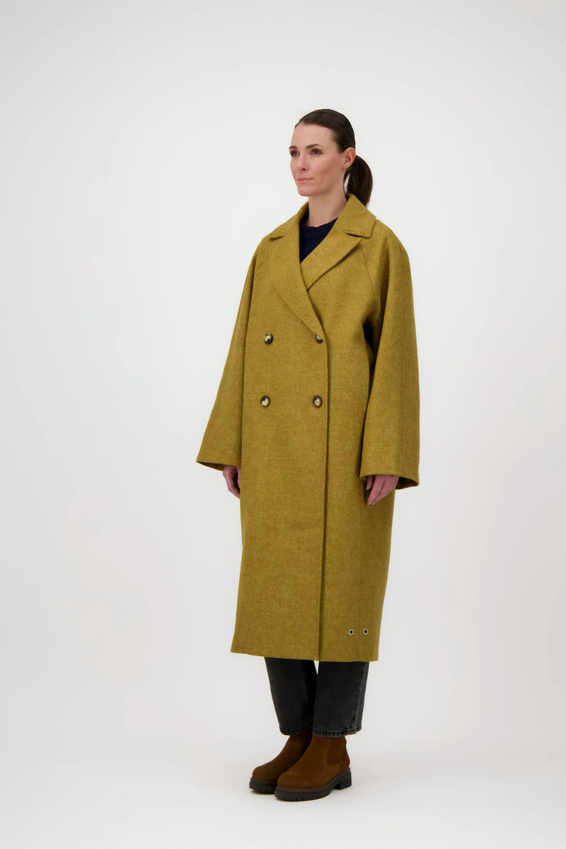 MANTEAU SONIA en laine moutarde
