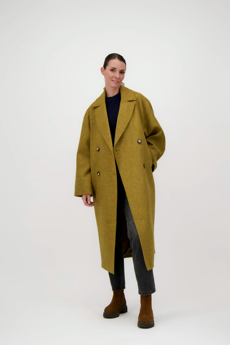 MANTEAU SONIA en laine moutarde