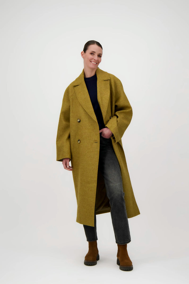 MANTEAU SONIA en laine moutarde