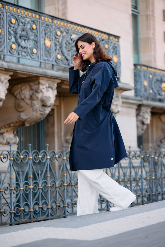 PARKA TINA EN COTON DÉPERLANT NAVY