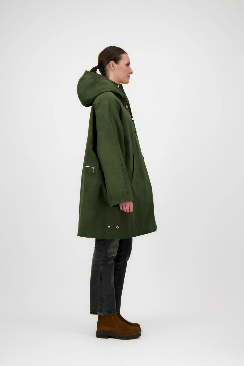 PARKA VALENTINE en coton waxé imperméable kaki