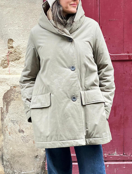 PARKA VALLY en coton imperméable taupe