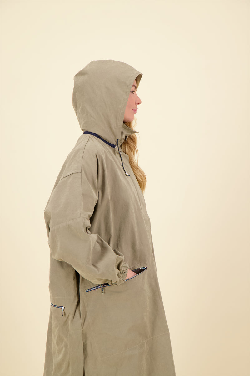 PARKA VANESSA en coton déperlant coloris taupe