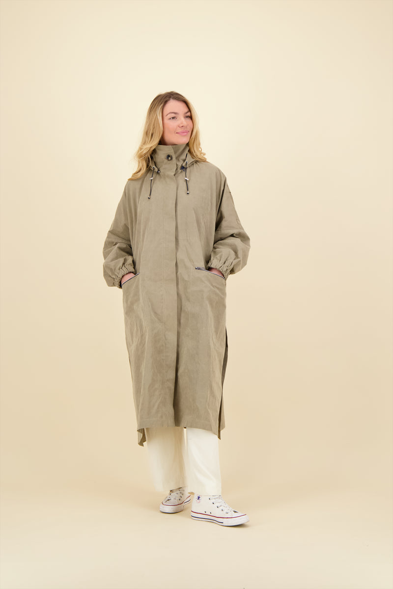 PARKA VANESSA en coton déperlant coloris taupe