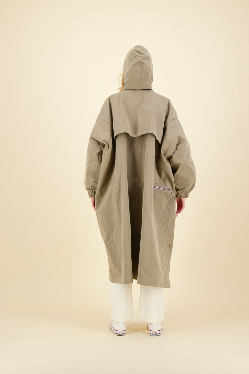 PARKA VANESSA en coton déperlant coloris taupe