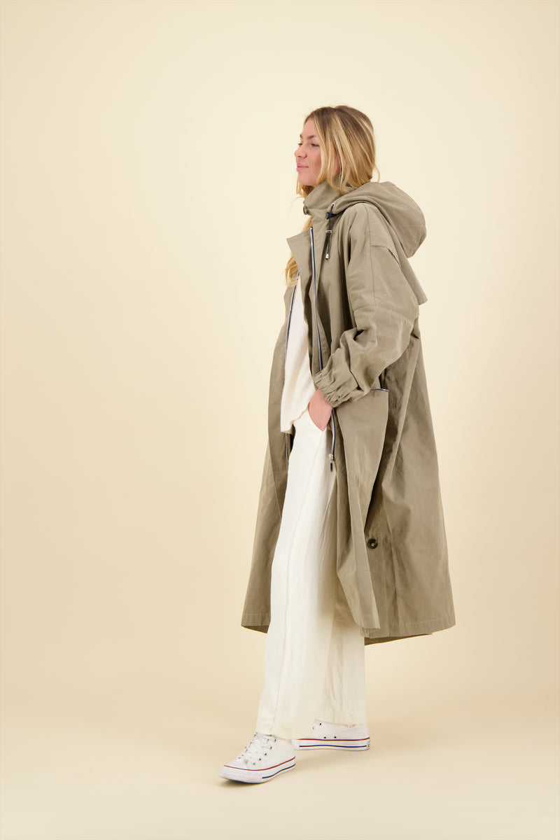 PARKA VANESSA en coton déperlant coloris taupe