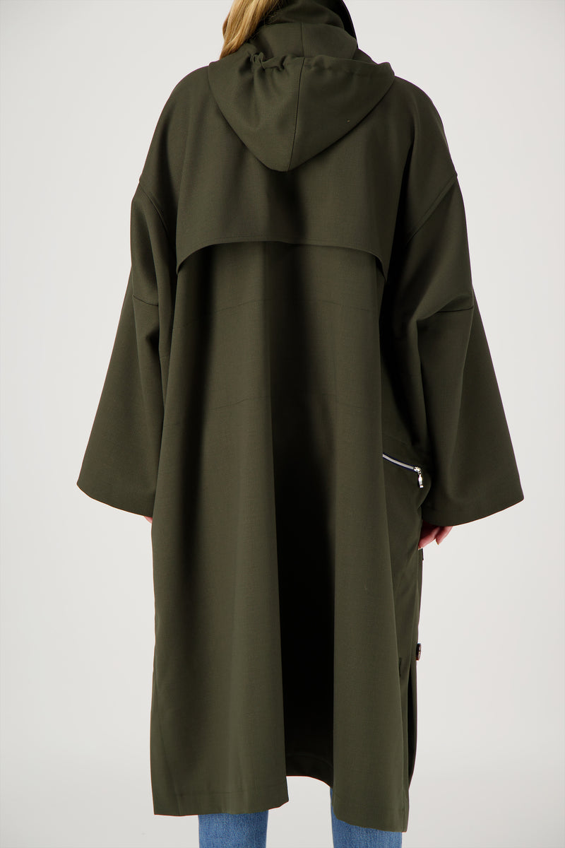PARKA VANESSA VER en gabardine de laine déperlante disponible en coloris army, blueblack