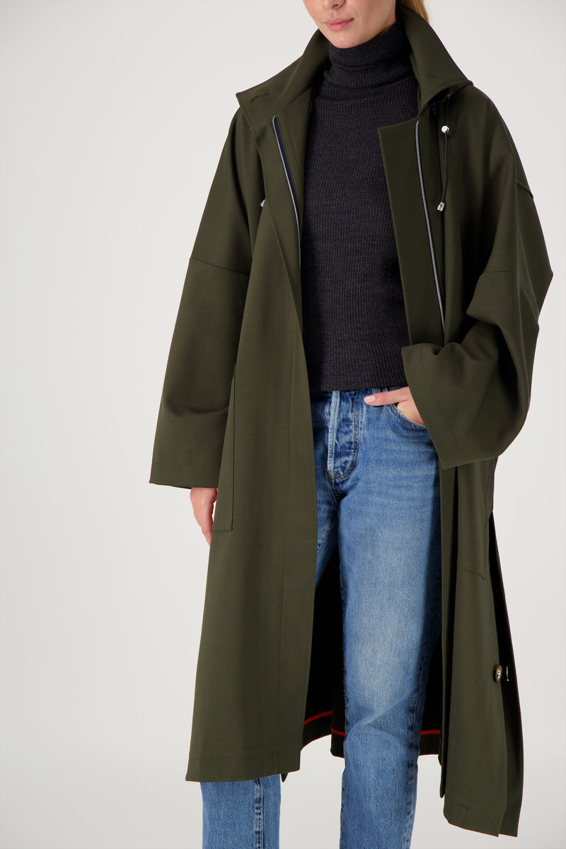 PARKA VANESSA VER en gabardine de laine déperlante disponible en coloris army, blueblack