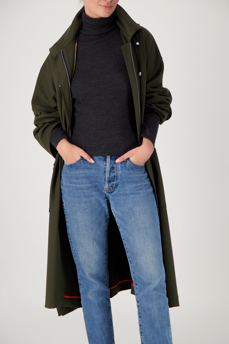 PARKA VANESSA VER en gabardine de laine déperlante disponible en coloris army, blueblack