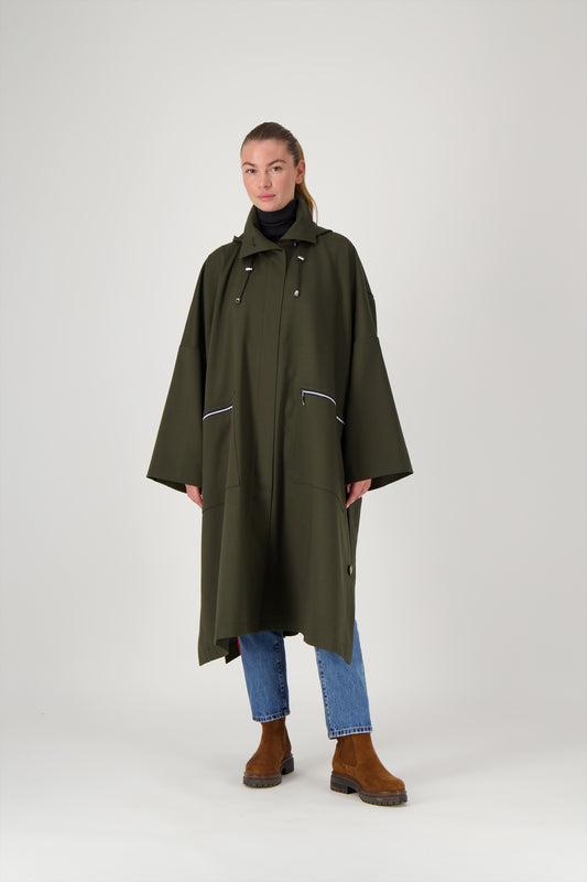 PARKA VANESSA VER en gabardine de laine déperlante disponible en coloris army, blueblack