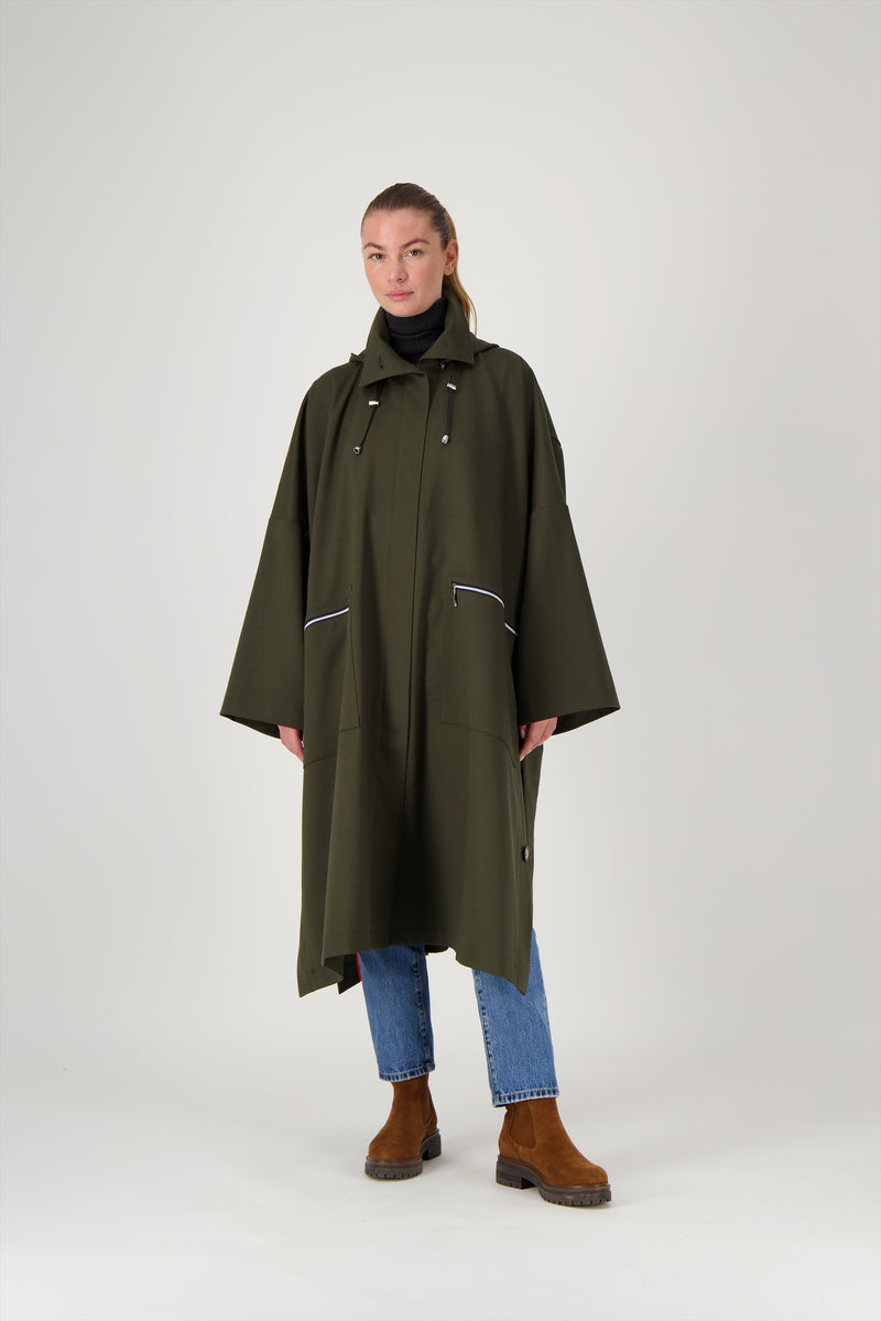 PARKA VANESSA VER en gabardine de laine déperlante disponible en coloris army, blueblack