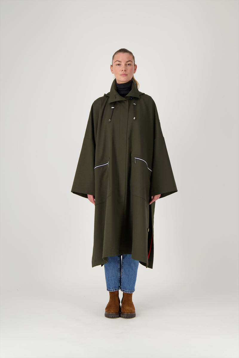PARKA VANESSA VER en gabardine de laine déperlante disponible en coloris army, blueblack