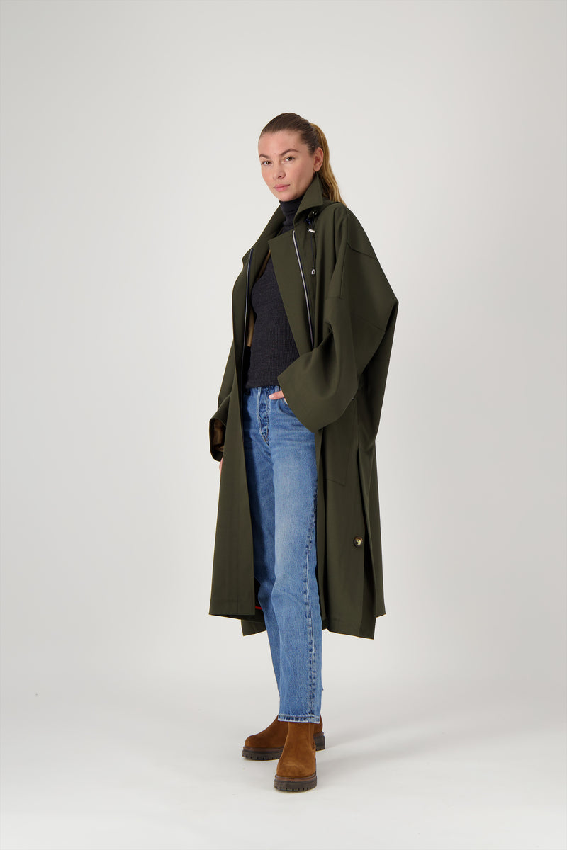 PARKA VANESSA VER en gabardine de laine déperlante disponible en coloris army, blueblack