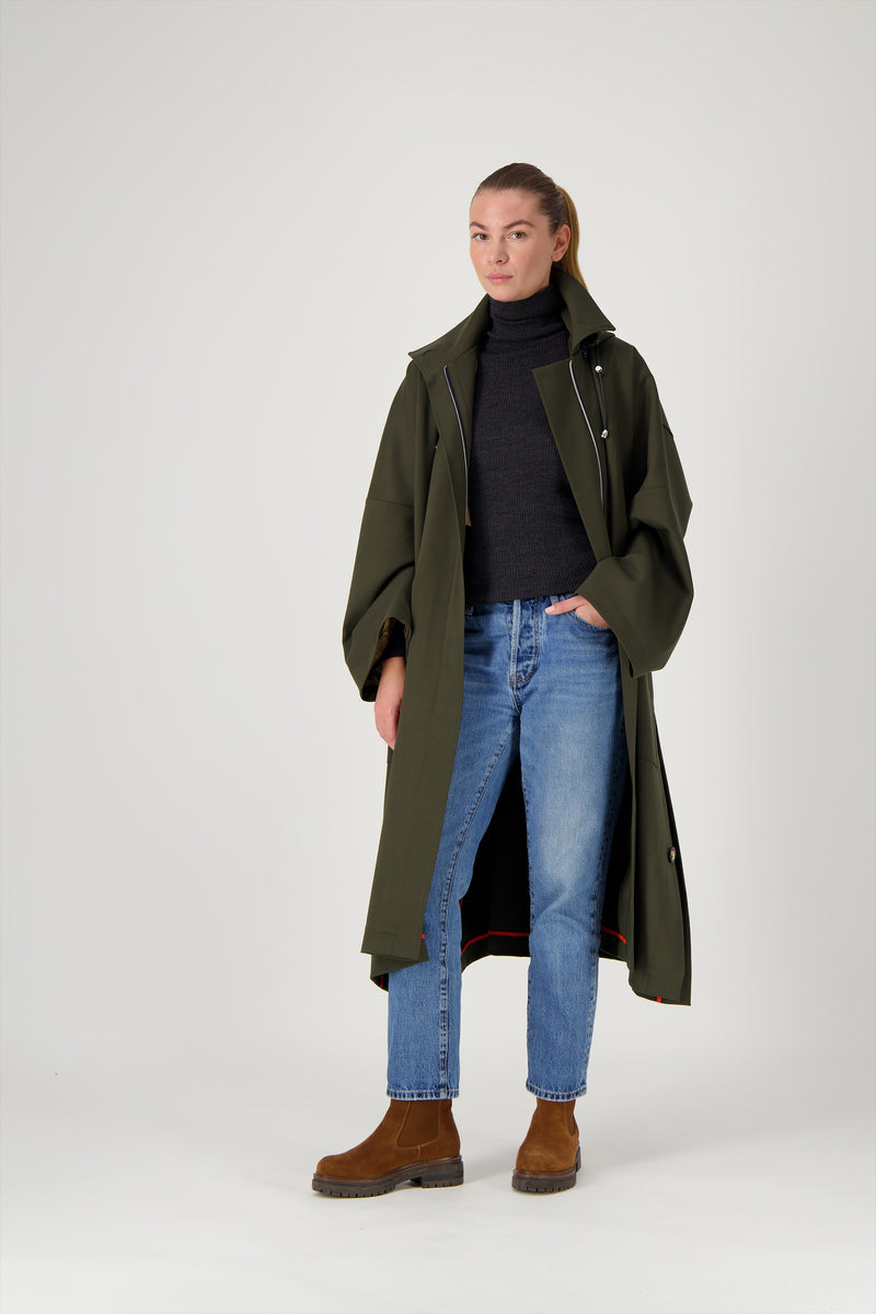 PARKA VANESSA VER en gabardine de laine déperlante disponible en coloris army, blueblack