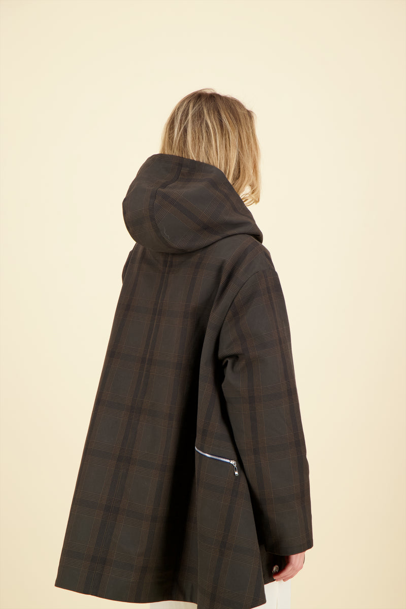 PARKA ZEPHYR en coton déperlant imprimé brun Prince de Galles