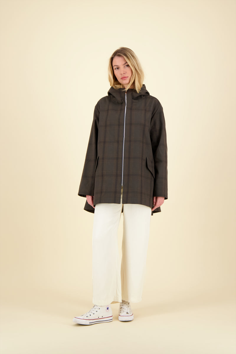 PARKA ZEPHYR en coton déperlant imprimé brun Prince de Galles