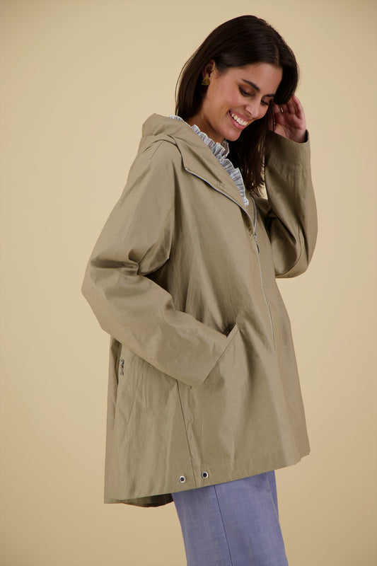 PARKA ZEPHYR EN LIN ENDUIT DÉPERLANT ARGILE