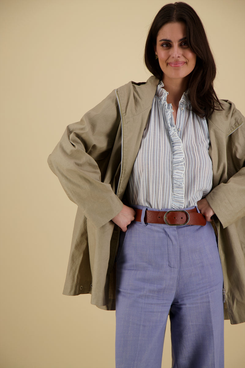 PARKA ZEPHYR EN LIN ENDUIT DÉPERLANT ARGILE