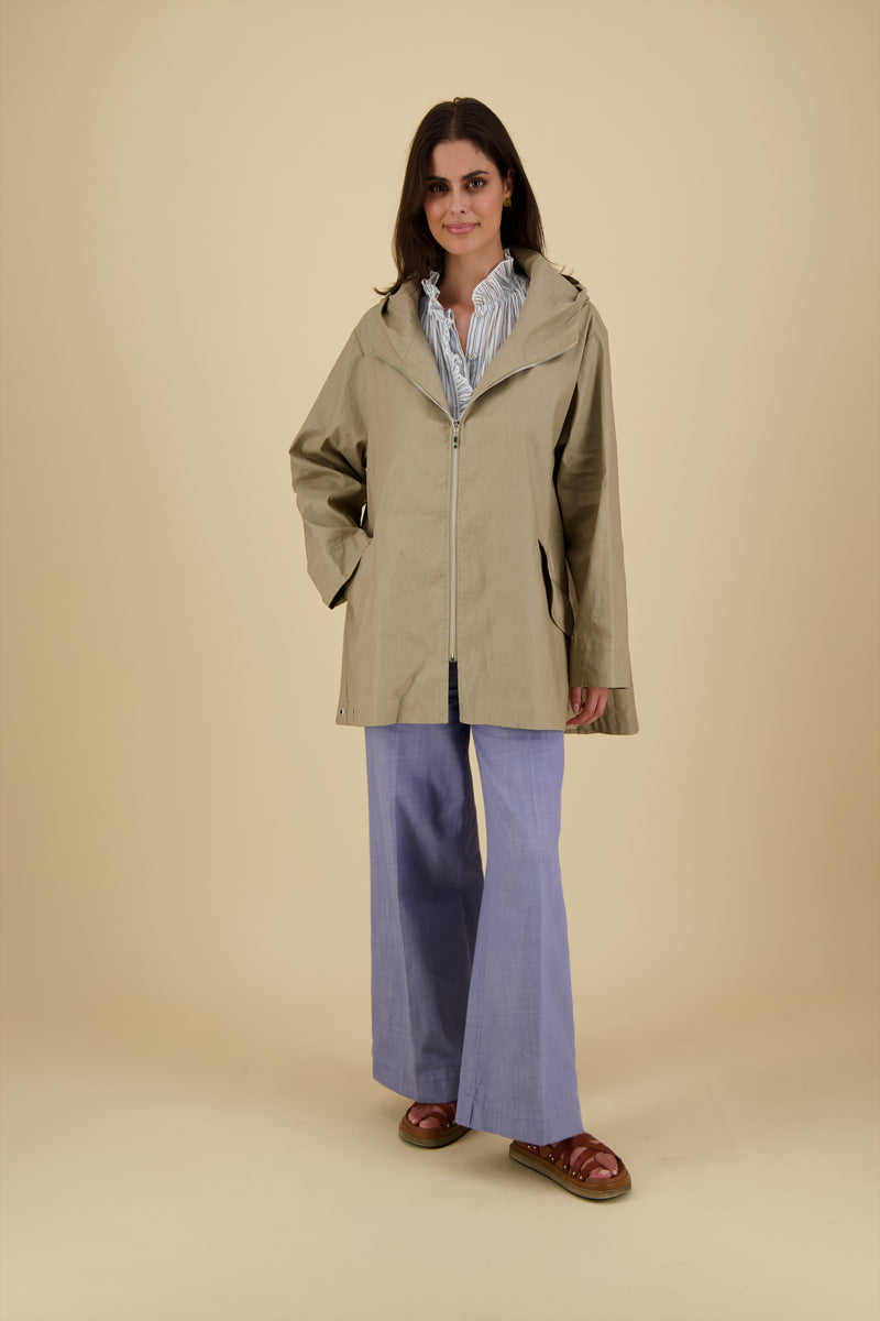 PARKA ZEPHYR EN LIN ENDUIT DÉPERLANT ARGILE