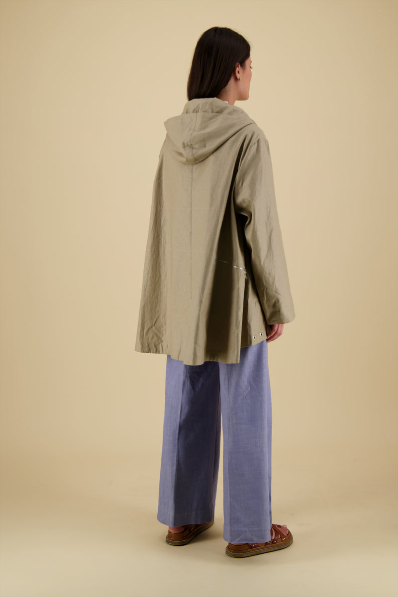 PARKA ZEPHYR EN LIN ENDUIT DÉPERLANT ARGILE
