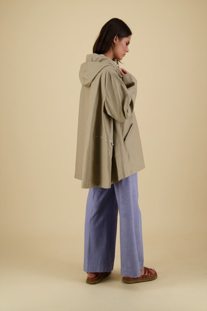 PARKA ZEPHYR EN LIN ENDUIT DÉPERLANT ARGILE