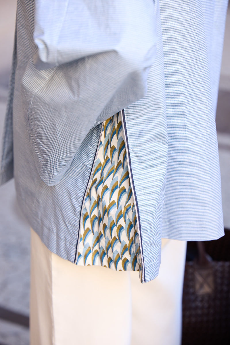 CABAN ZOE EN LIN DÉPERLANT VICHY CIEL