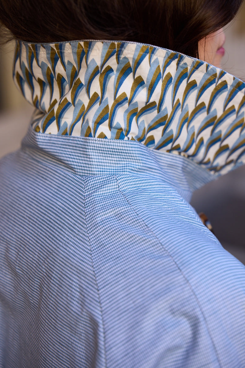 CABAN ZOE EN LIN DÉPERLANT VICHY CIEL