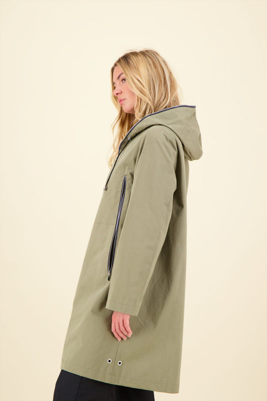 PARKA BROOKLYN ECO en coton imperméable avec doublure en lainage amovible, disponible en coloris tabac, taupe, navy, bronze, imprimé PPP