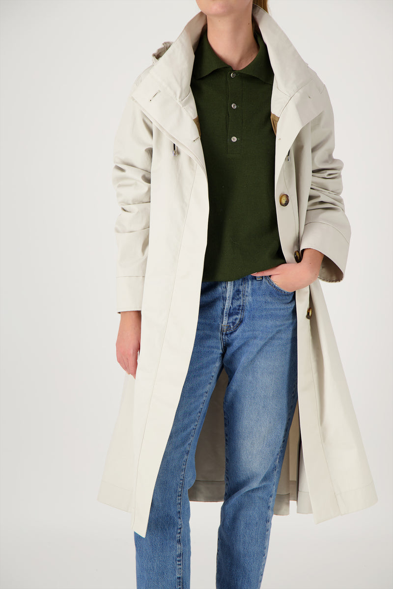 PARKA JOAN en coton enduit déperlant coloris craie