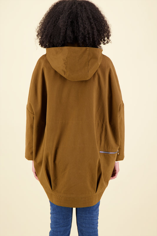 PARKA MAYA en coton imperméable tabac