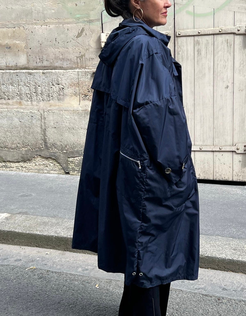 PARKA LONGUE SUNNY en polyamide imperméable, coloris navy