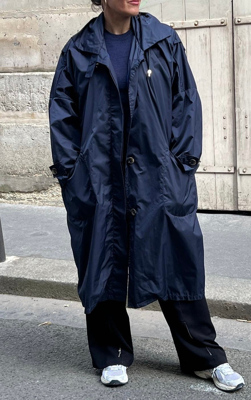 PARKA LONGUE SUNNY en polyamide imperméable, coloris navy